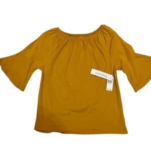 5/$20 Workshop Women's Mustard Bell Sleeve Top